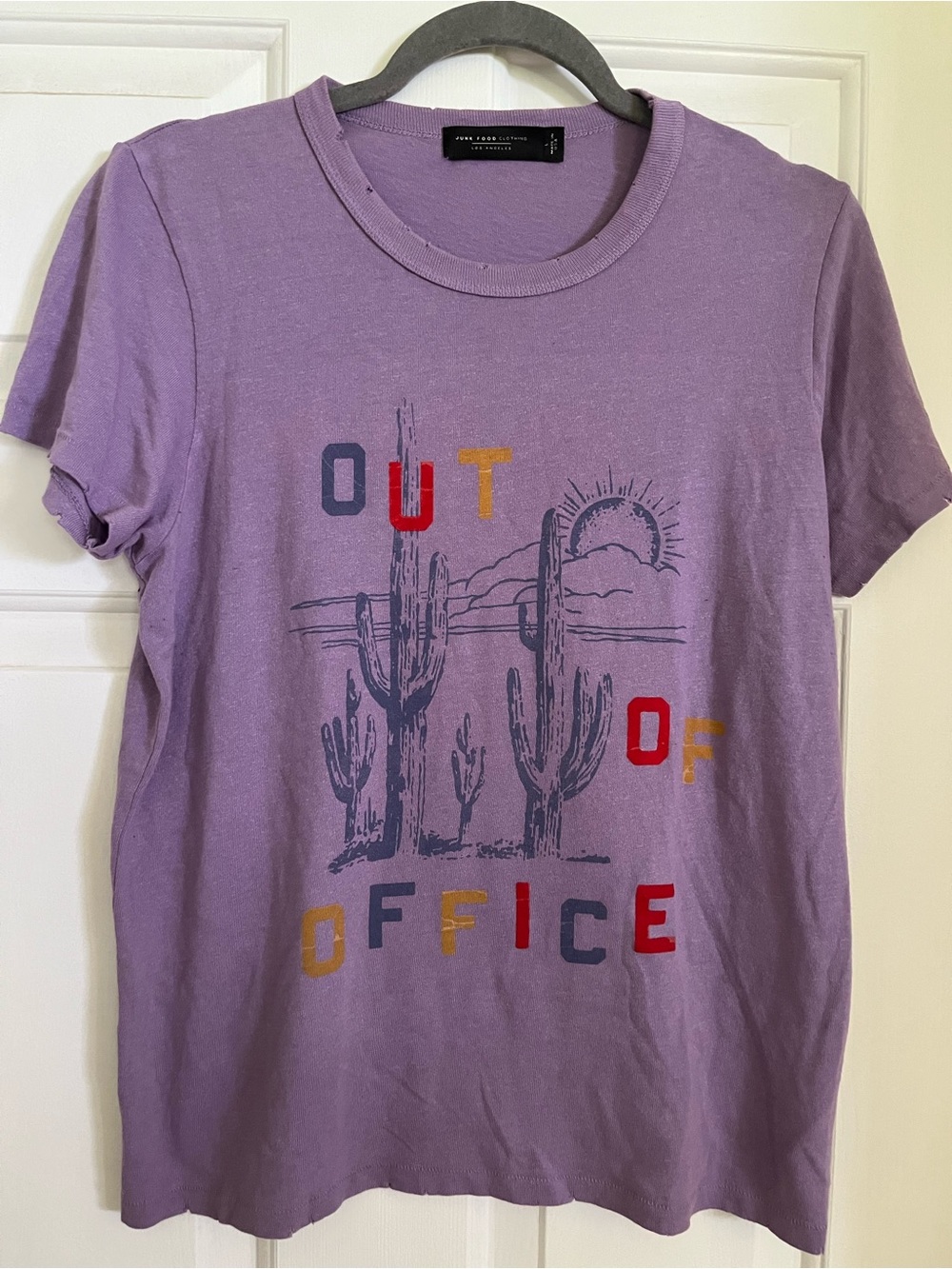 Out of Office Purple Distressed Tee - Large